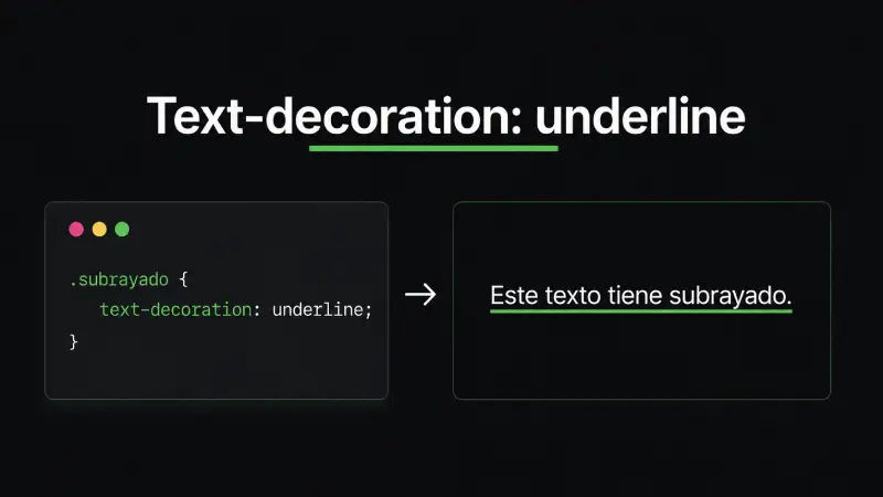 Ejemplo de text-decoration underline en CSS para aplicar un subrayado al texto