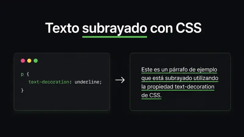 Ejemplo de text-decoration underline en CSS aplicado a un párrafo completo