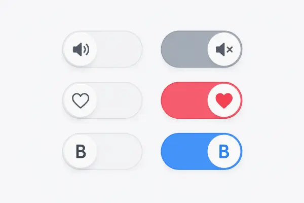 Ejemplo visual de toggle button con dos estados