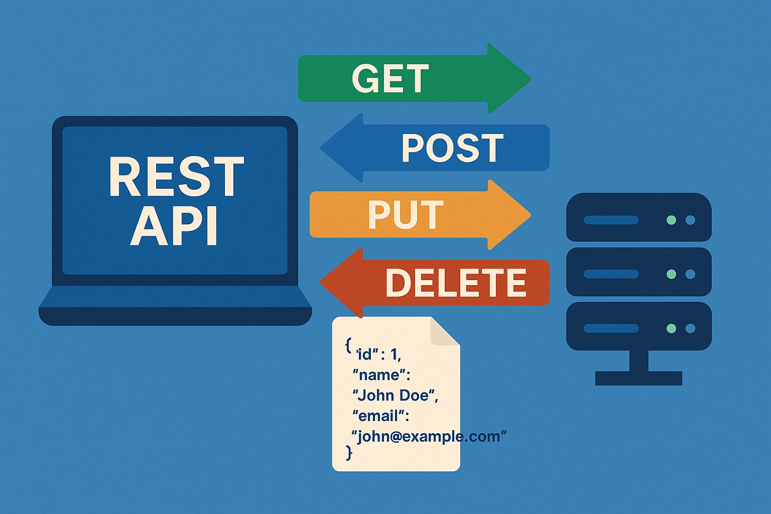 REST API con métodos HTTP y respuesta JSON